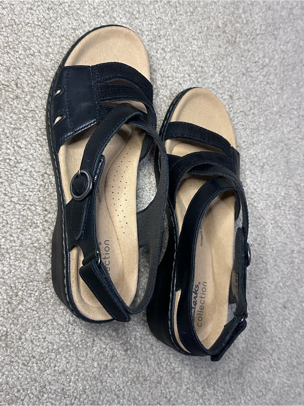 Clarks Black Women's Adjustable Strap Comfort Sandals